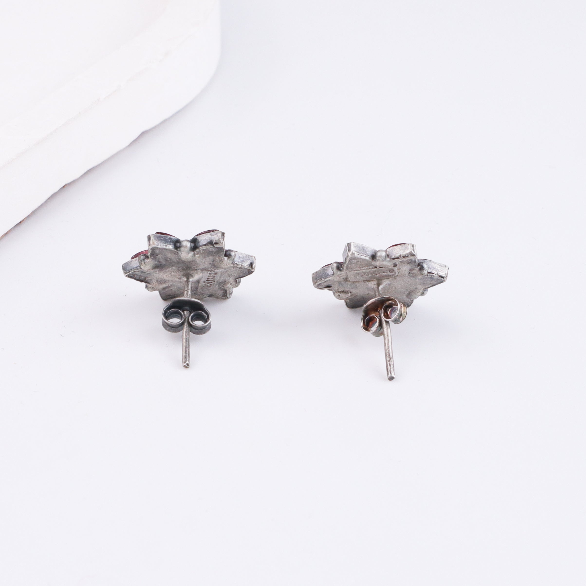 Silver Pink Nakshatra Flower Earring