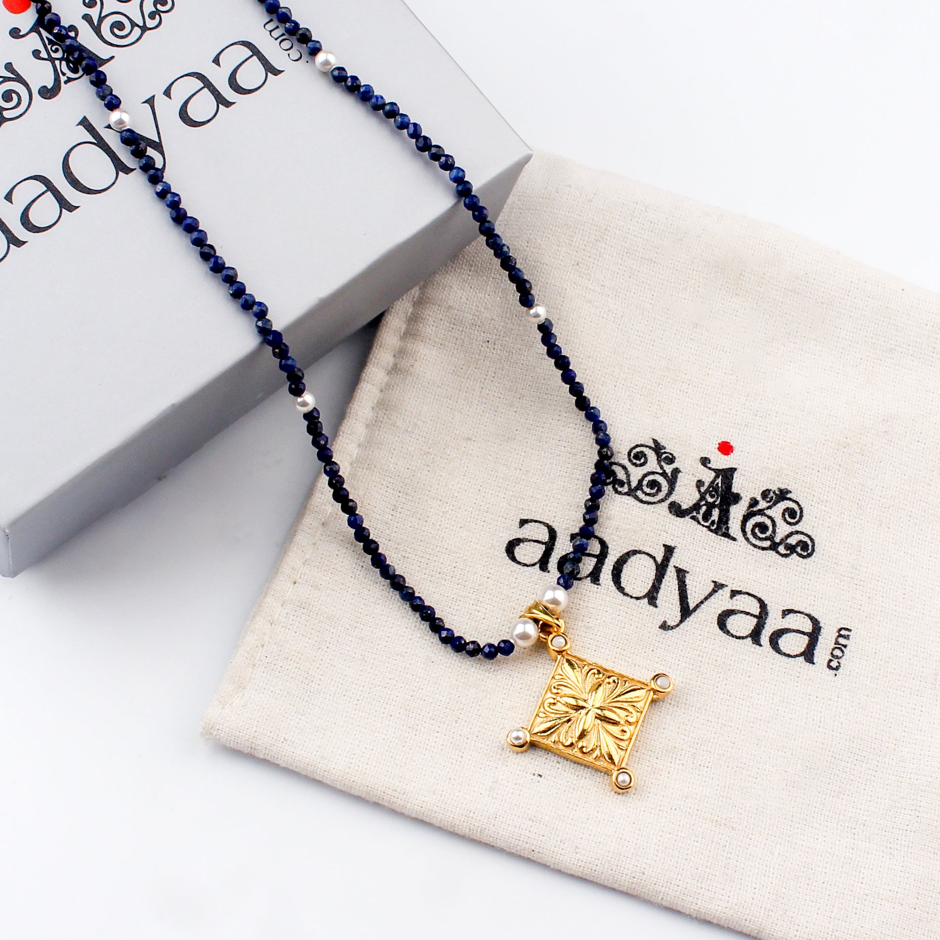Filigree Galaxy Necklace with Lapis Lazuli & Pearls | 22K Gold-Plated