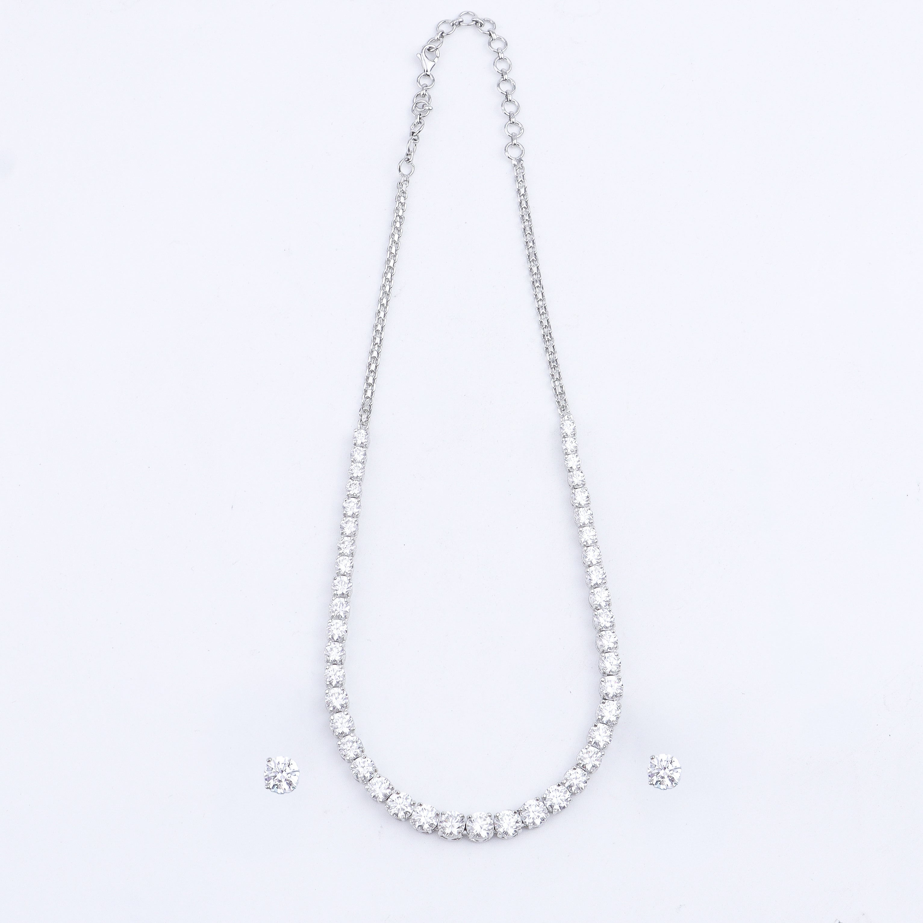 Silver CZ Necklace and Earring Set