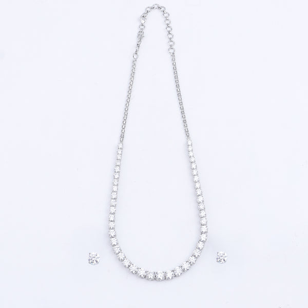 Silver CZ Necklace and Earring Set