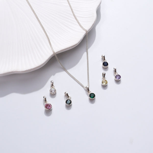 Silver necklace with gemstone pendant