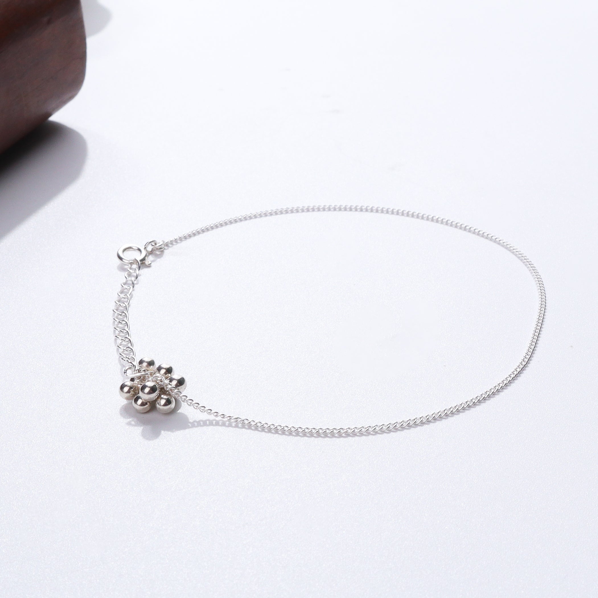 Silver Single Ghungroo Bunch Anklet