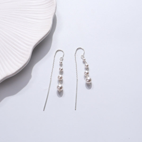 Silver pearl drop earrings