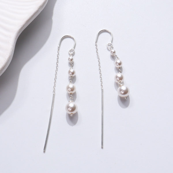 Elegant Pearl Drop Silver Earrings