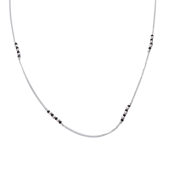 Handmade Silver Mangalsutra with Pearl and Blackspinel beads