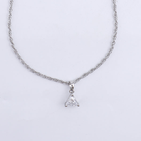 Silver CZ Triangle Pendant Earring Set