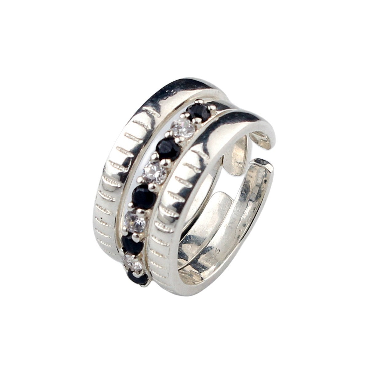 Mangalsutra Stackable Ring with Black & White CZ