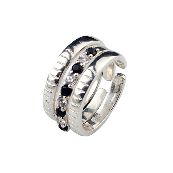Mangalsutra Stackable Ring with Black & White CZ