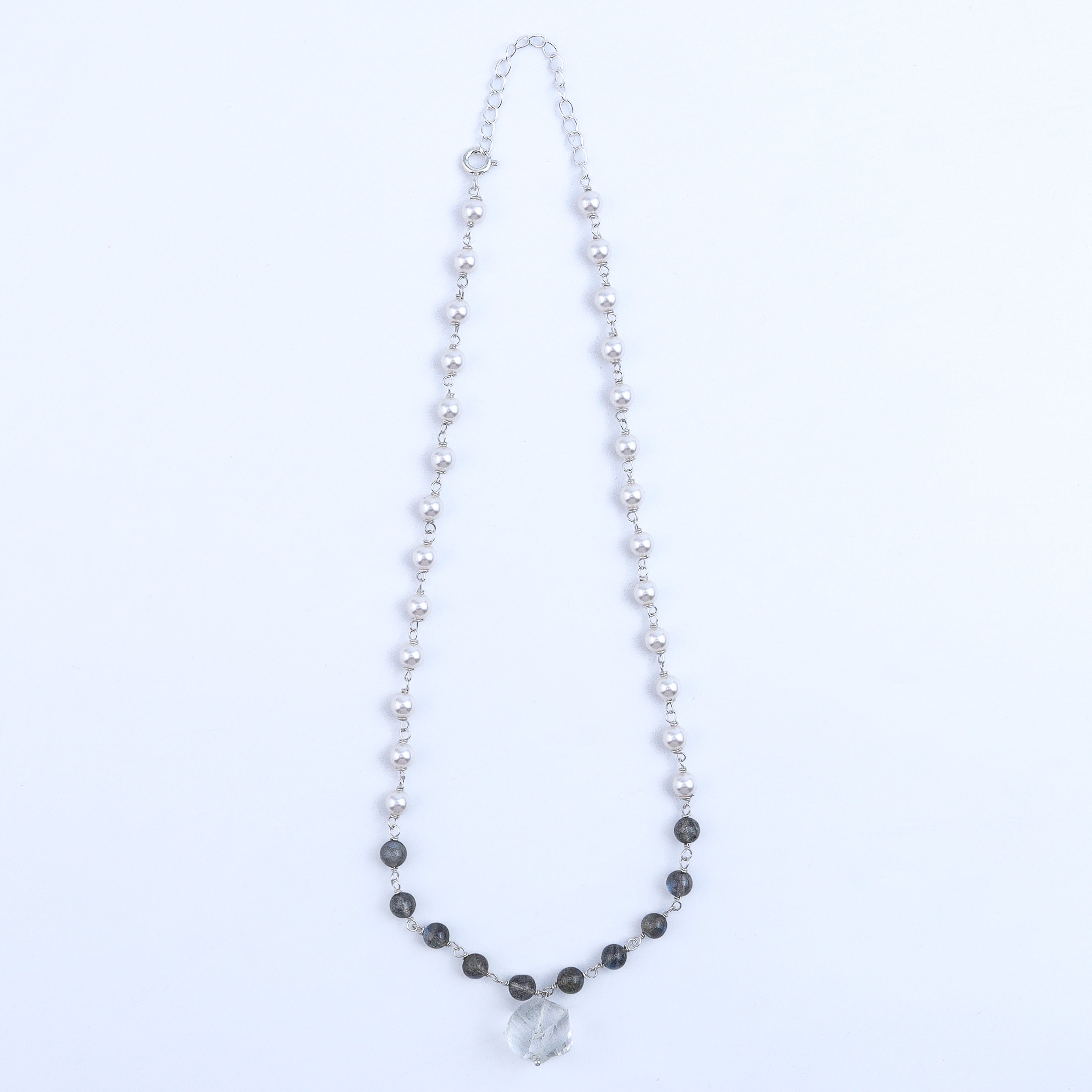 Pearl Ganthan Necklace with Semiprecious Stones