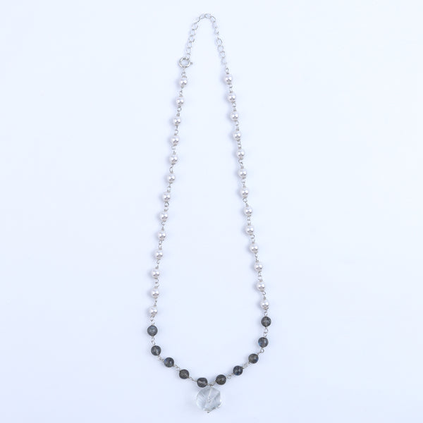 Pearl Ganthan Necklace with Semiprecious Stones