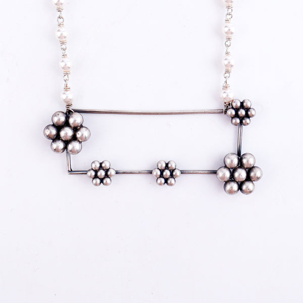 handmade kudi abstract necklace with pearls