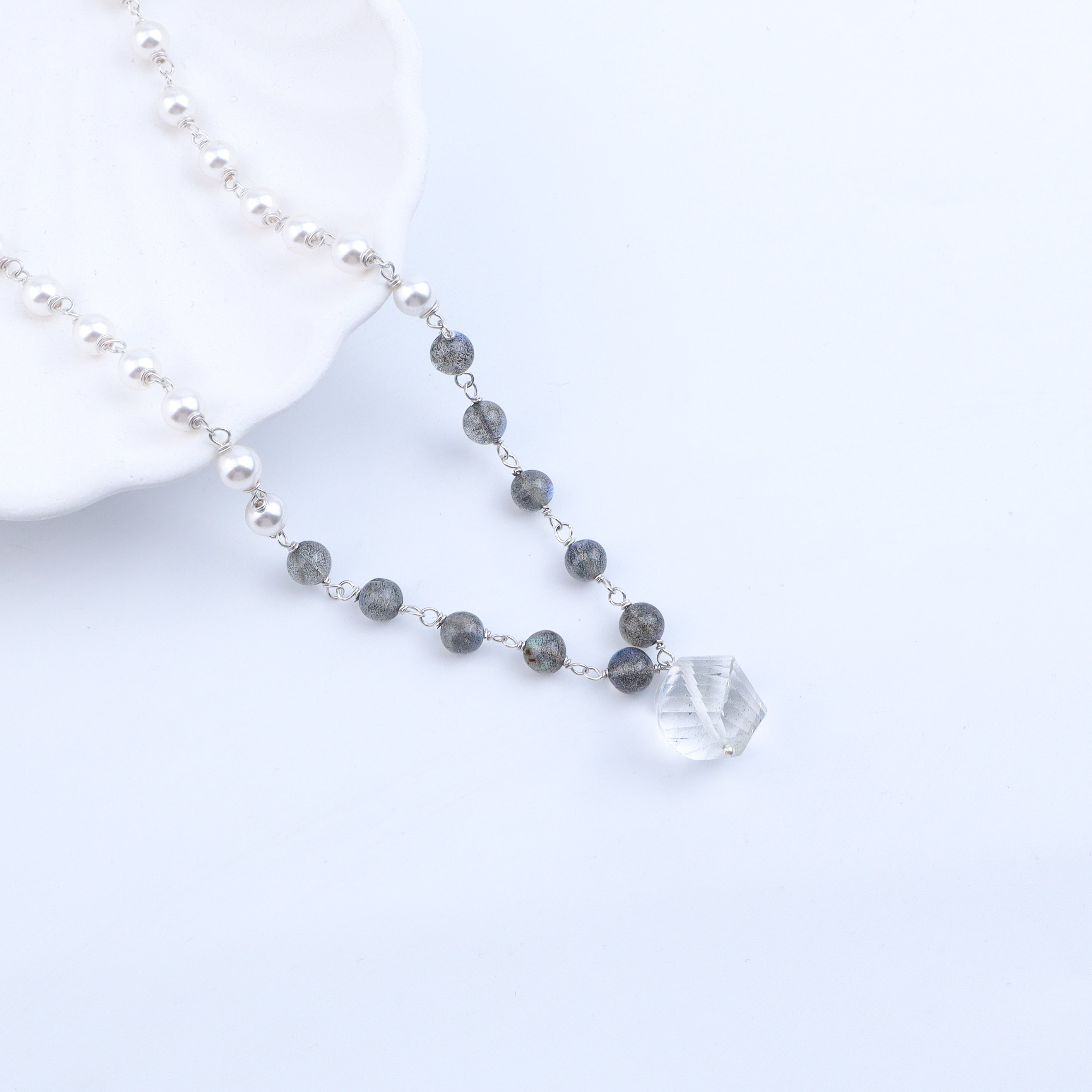 Pearl Ganthan Necklace with Semiprecious Stones