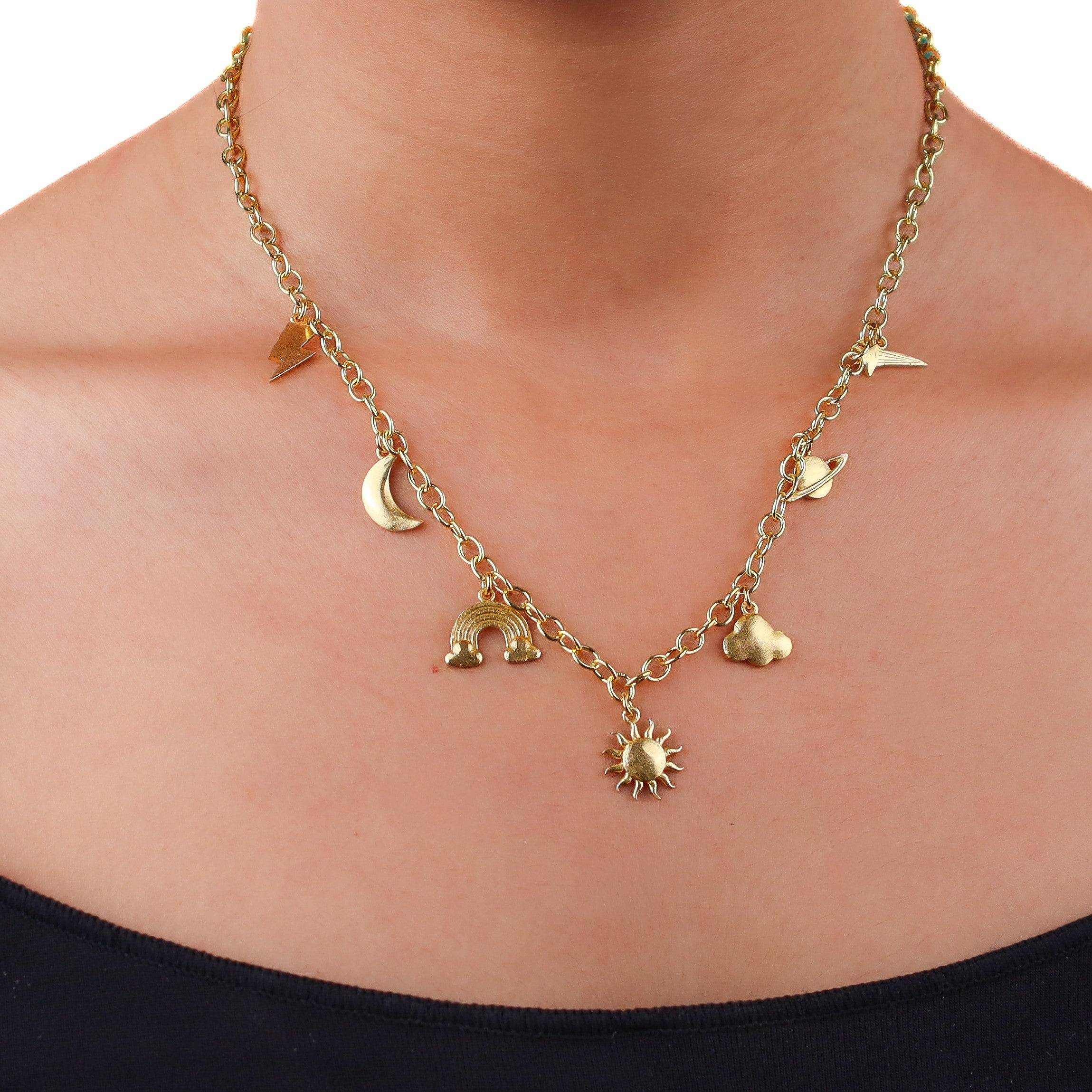 Brass Sky Charm Fashion Necklace