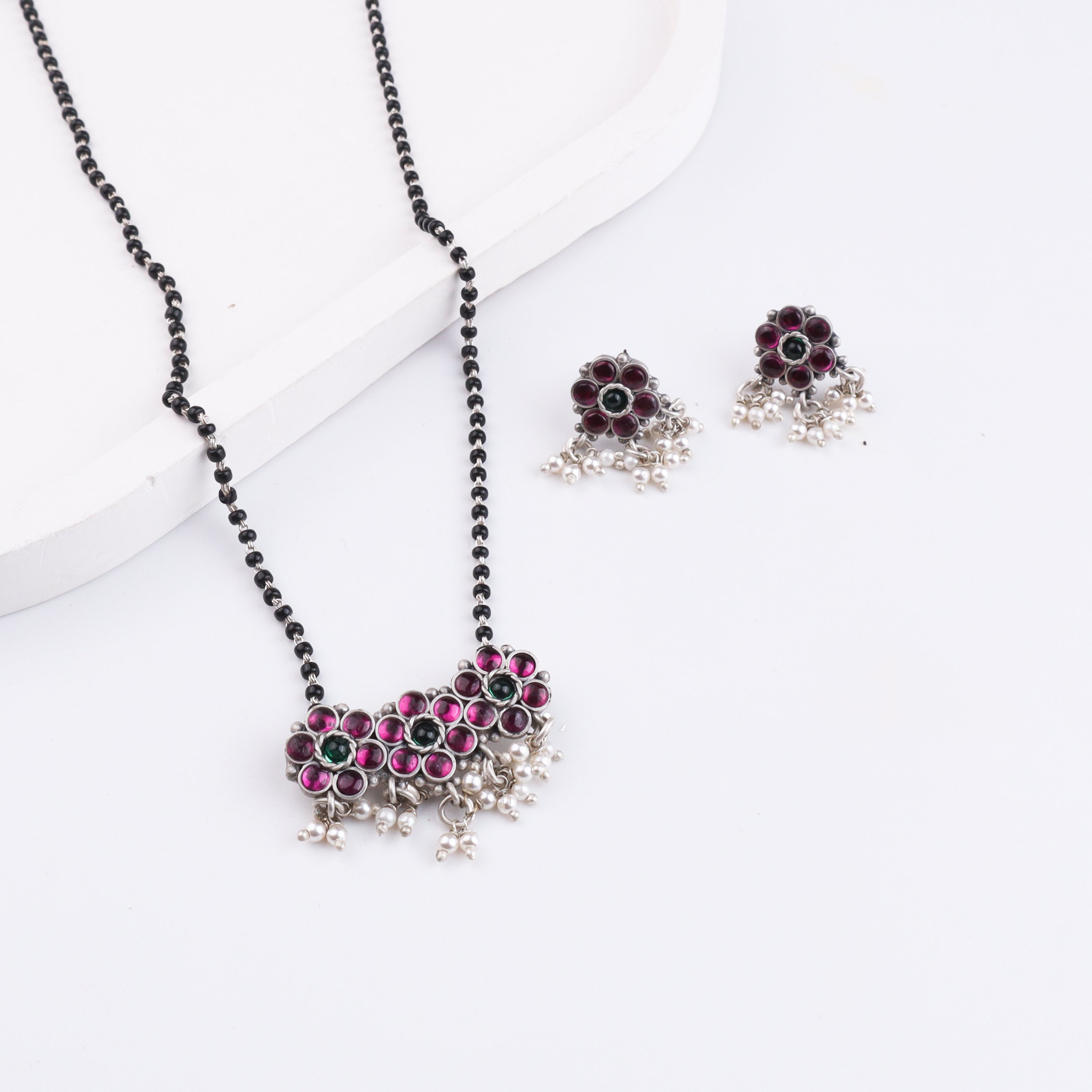 Bageecha pink kudi mangalsutra set