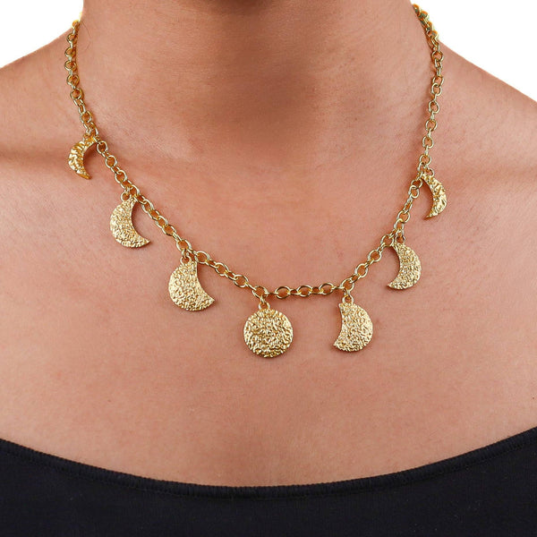 Brass Moon Phase Fashion Necklace