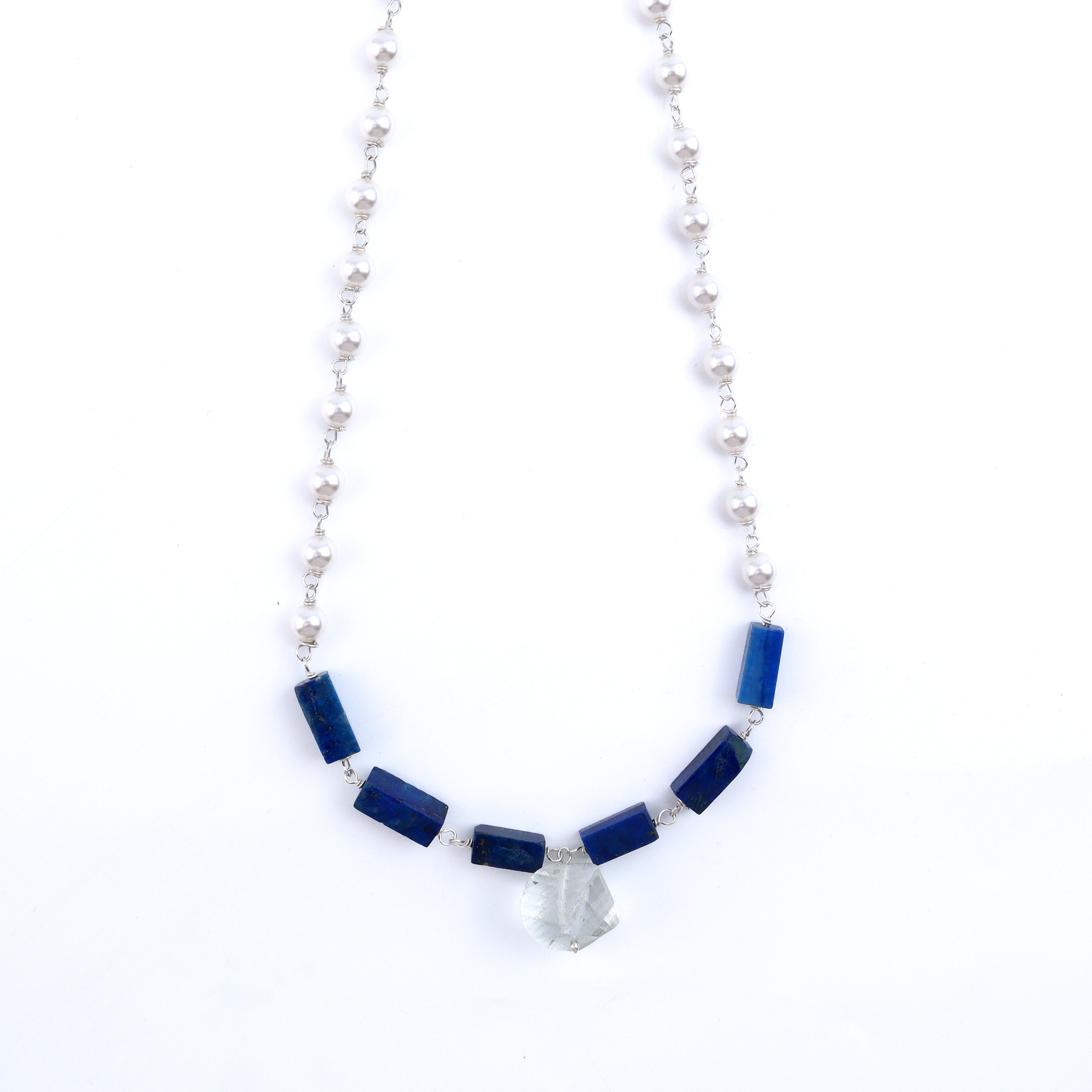 Pearl Ganthan Necklace with Semiprecious Stones