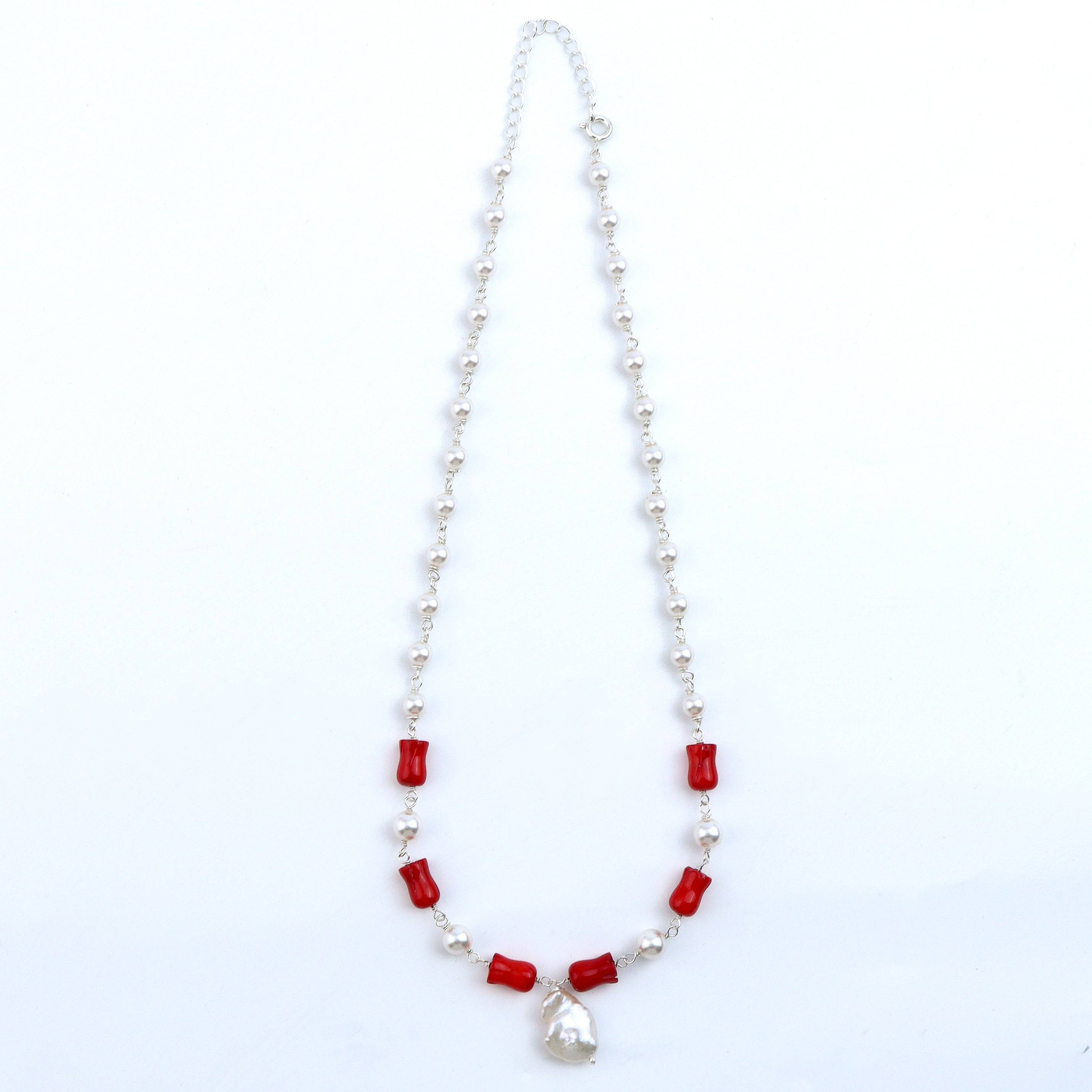 Pearl Ganthan Necklace with Semiprecious Stones