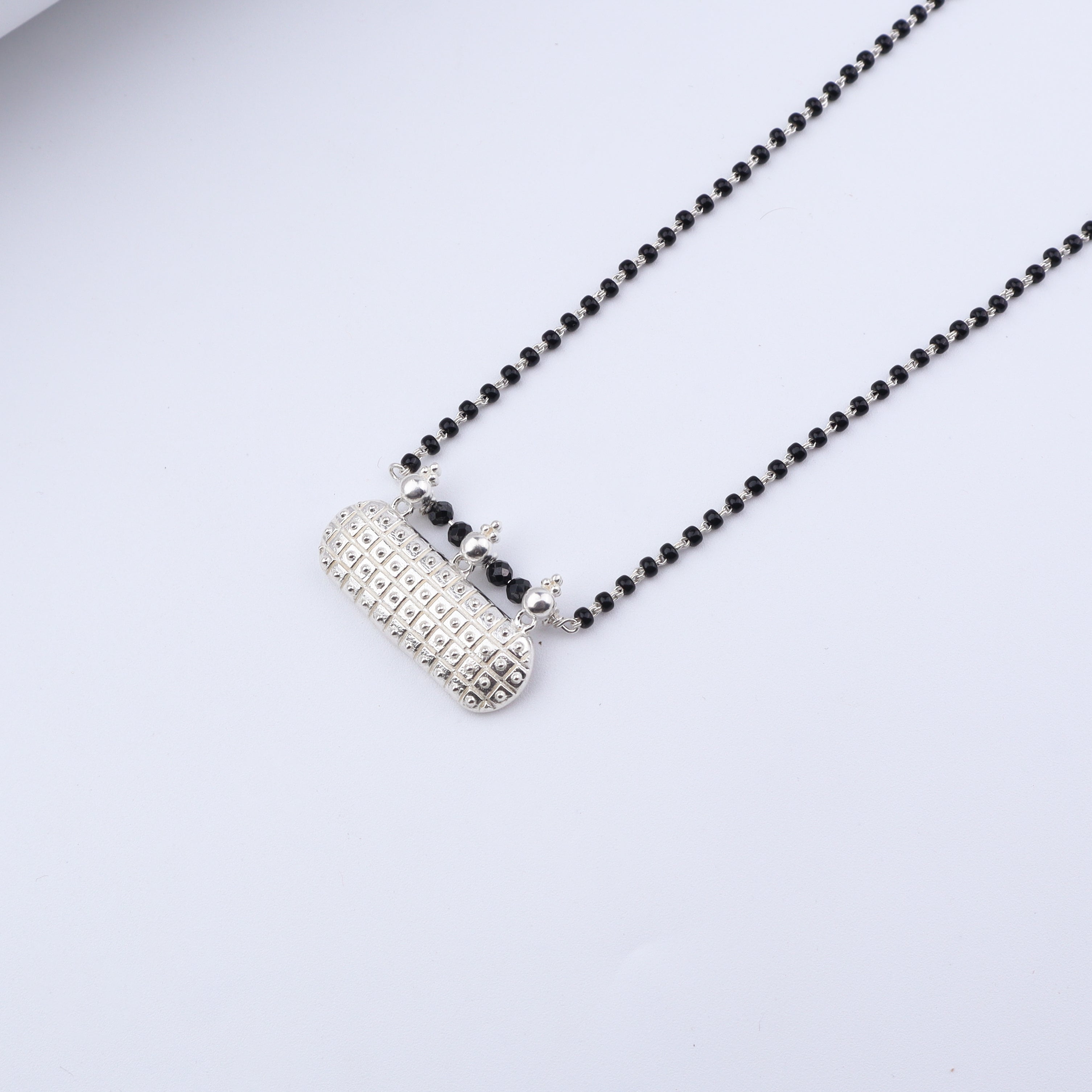 Handmade Silver Saaj Motif Mangalsutra: ताईत (Taait)