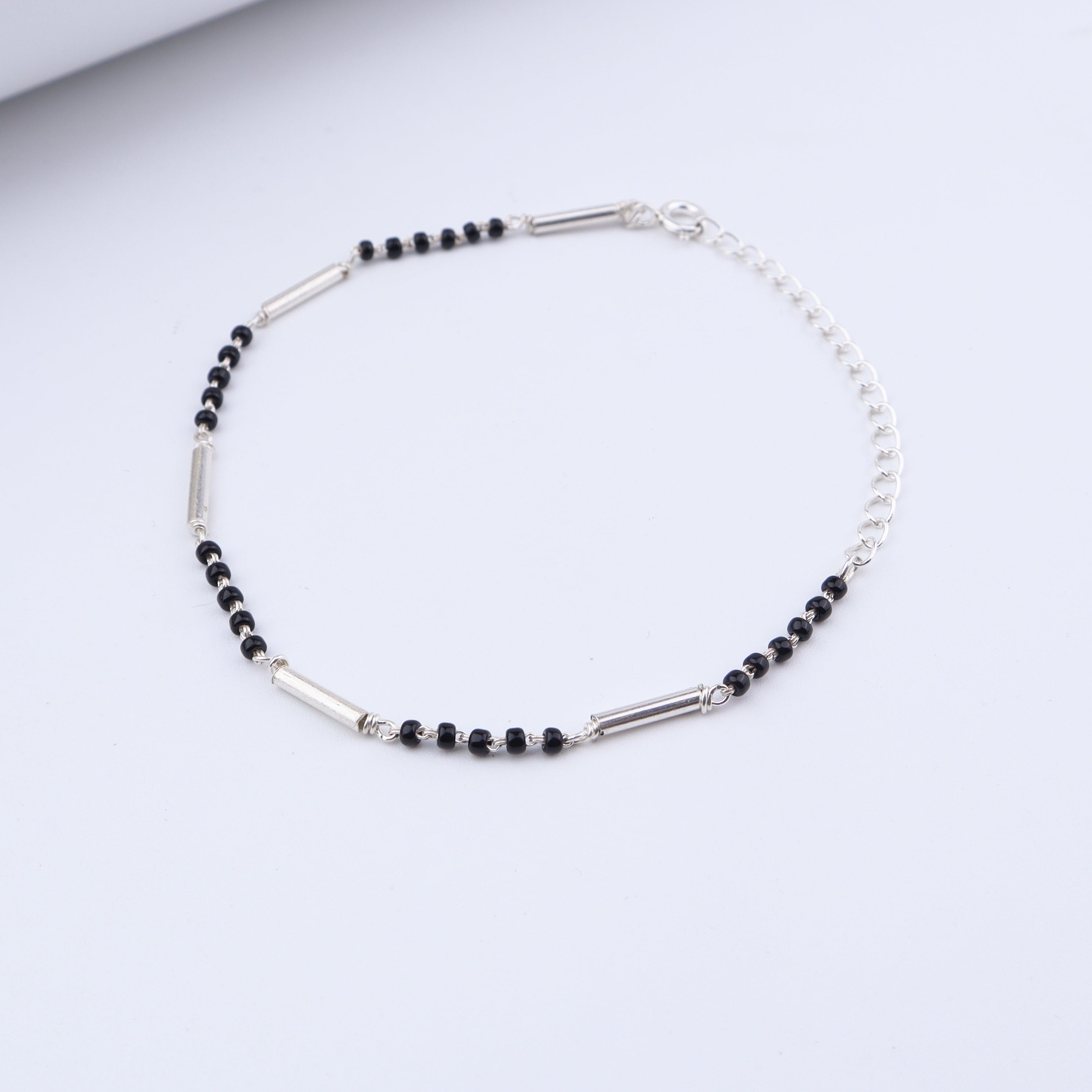 Silver Spinel Pipe Mangalsutra Bracelet