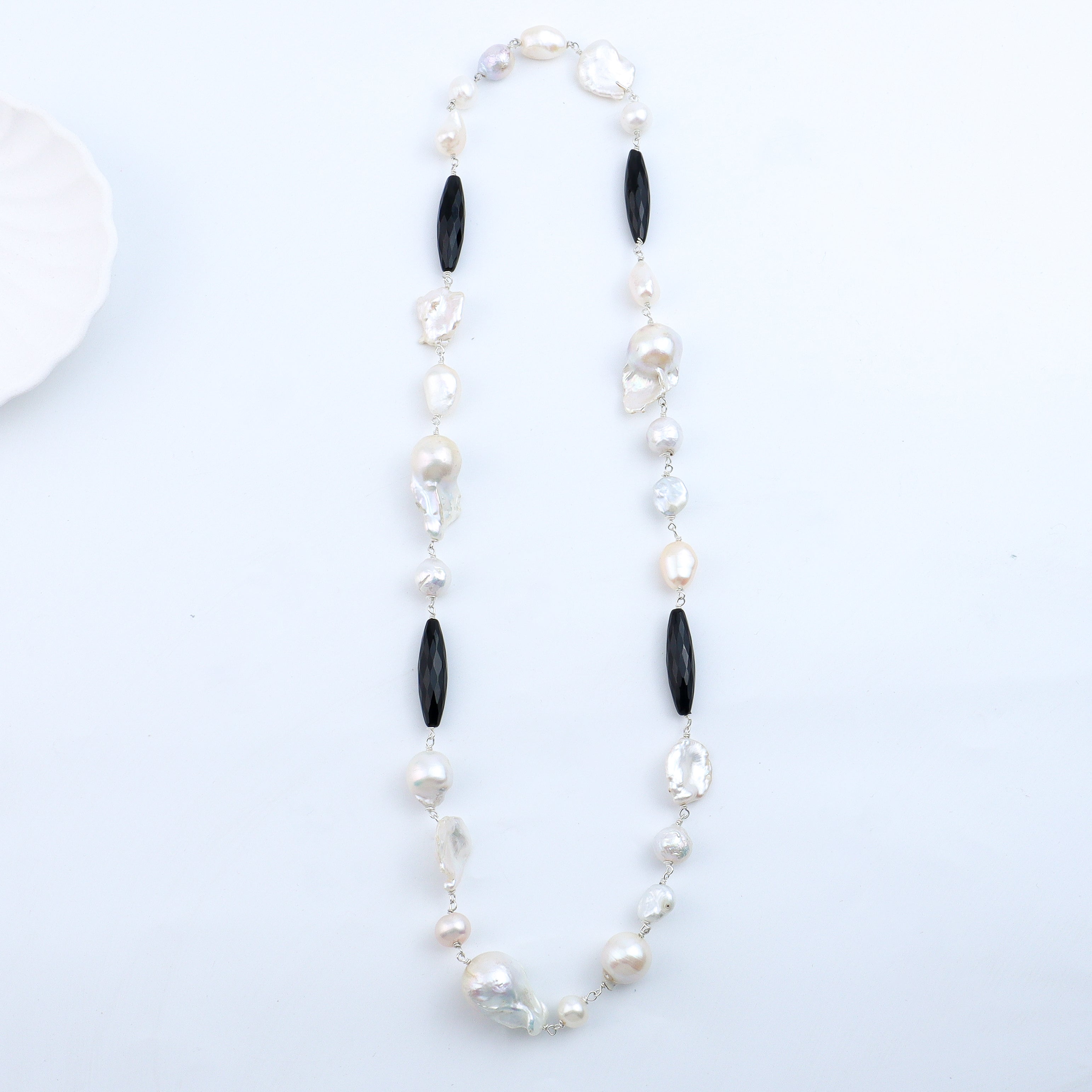 Pearl Ganthan Necklace with Semiprecious Stones