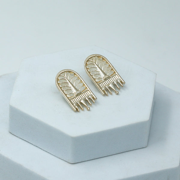 Silver Saaj Motif Earring with traditional leaf design in sterling silver