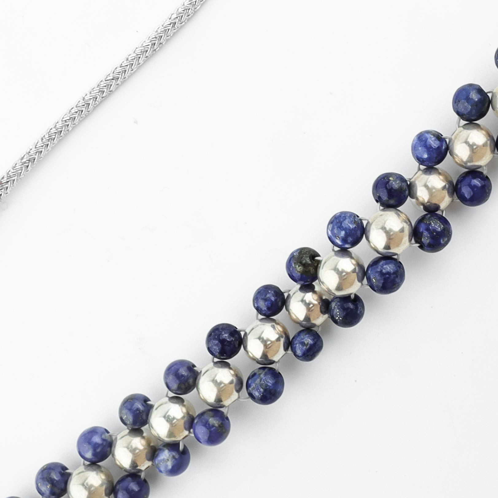 Silver Bead Thushi Set with Lapis Lazuli