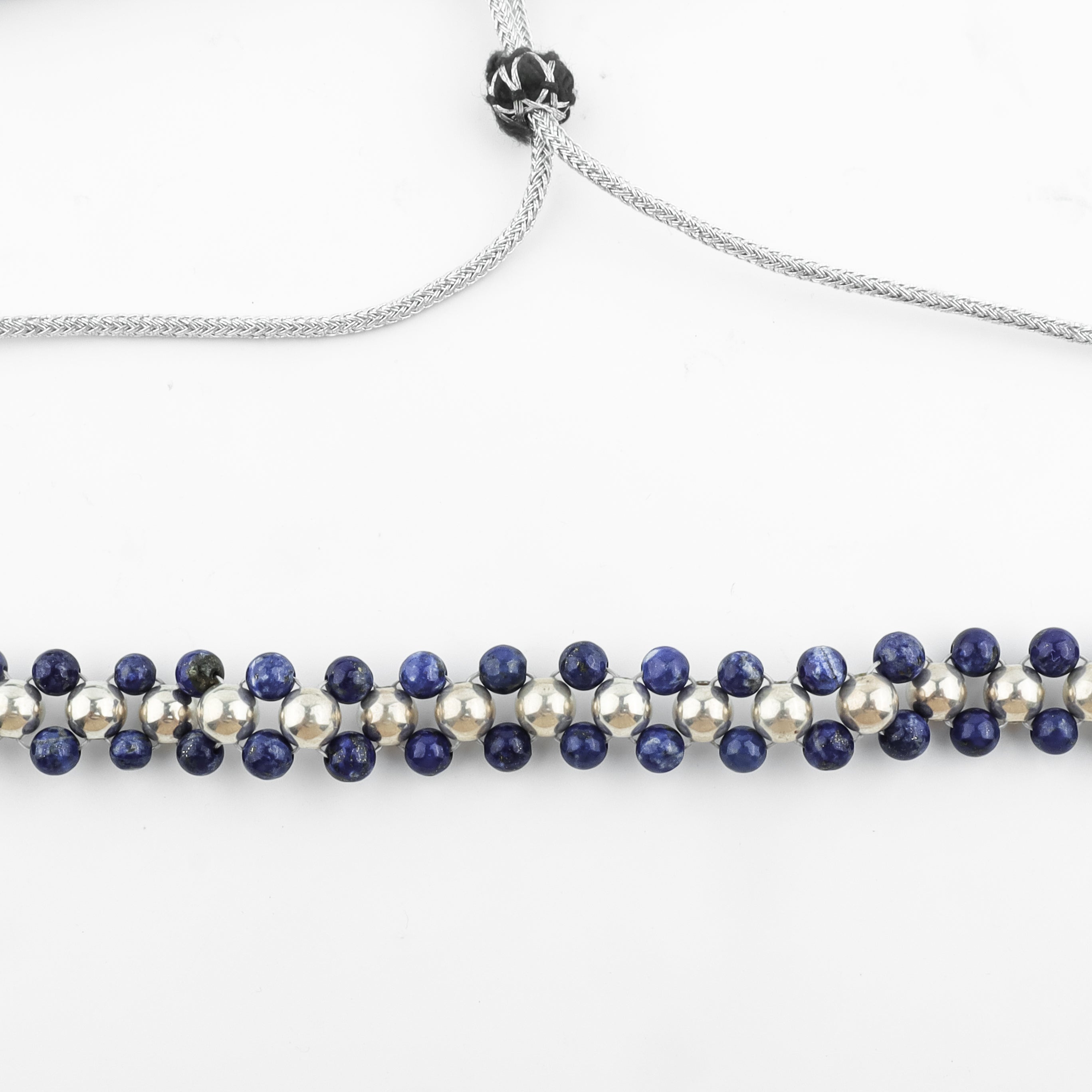 Silver Bead Thushi Set with Lapis Lazuli