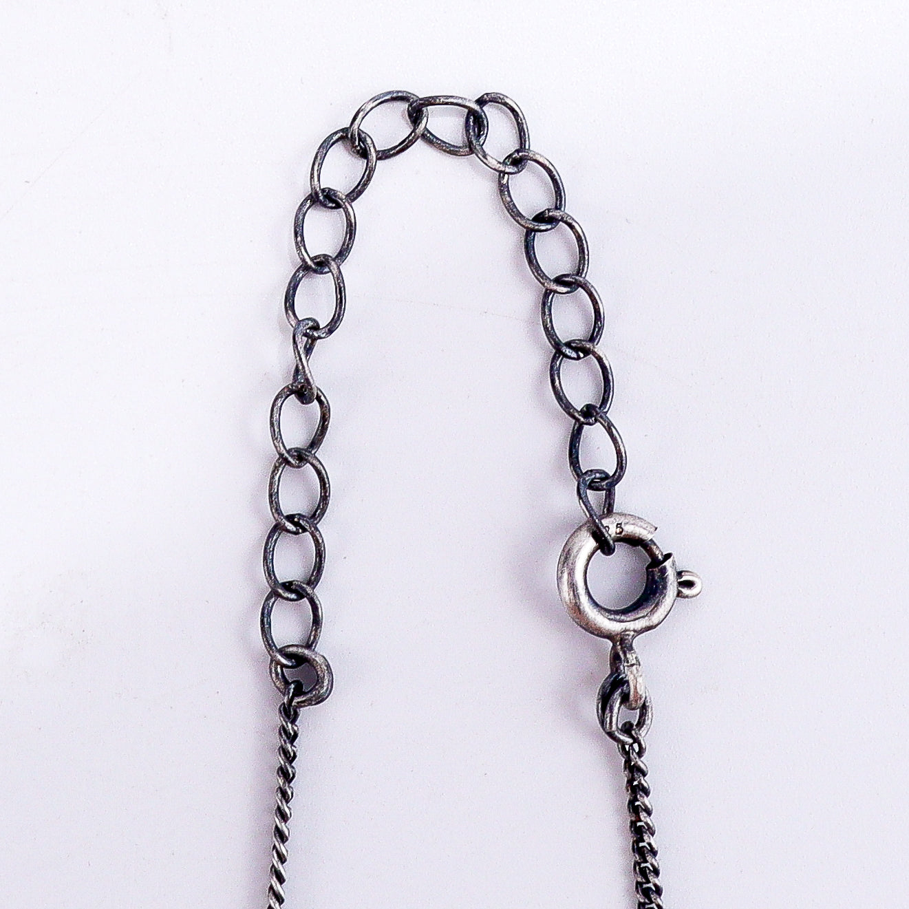 wearing oxidized chand filigree necklace with pearls