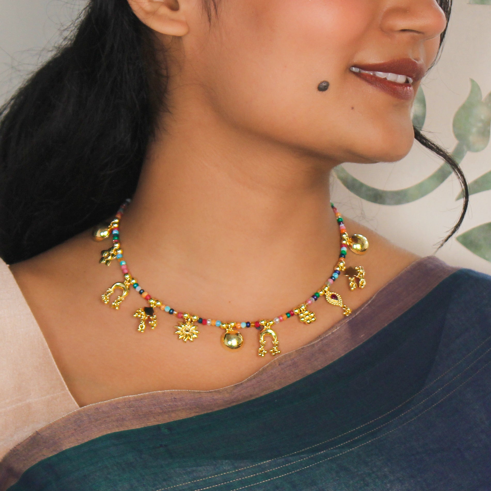Silver Handmade Charm Necklace | 22K Gold-Plated