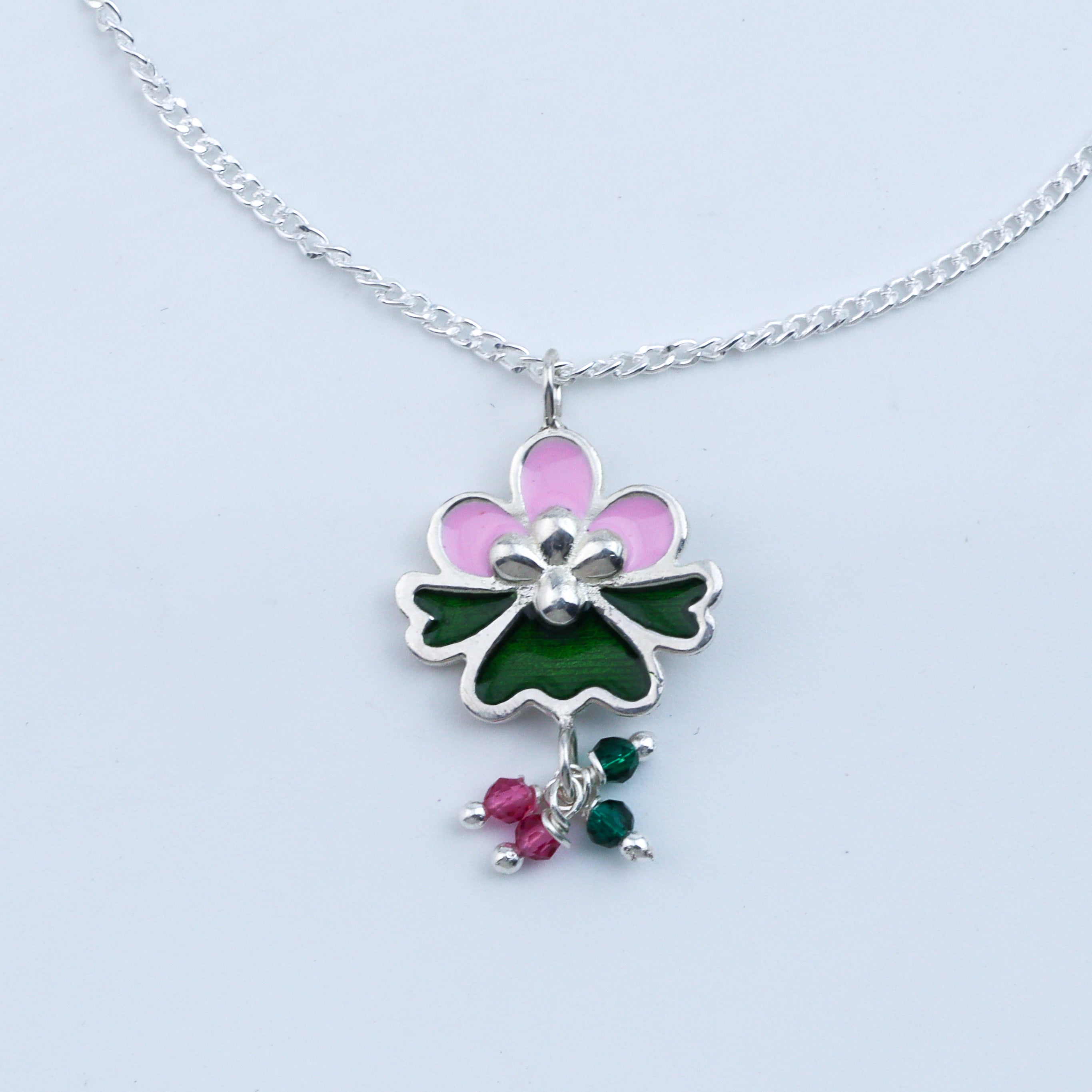 Enamel Flower Pendant Necklace