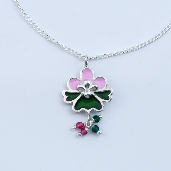 Enamel Flower Pendant Necklace