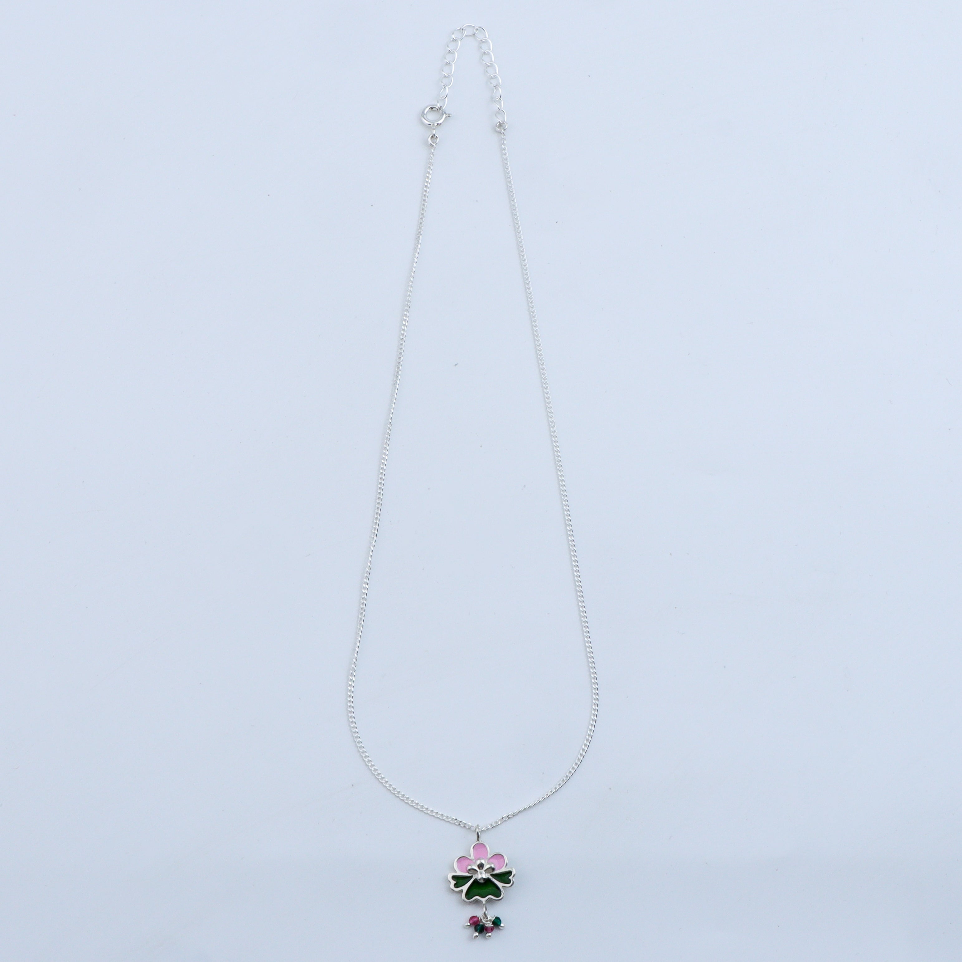 Enamel Flower Pendant Necklace