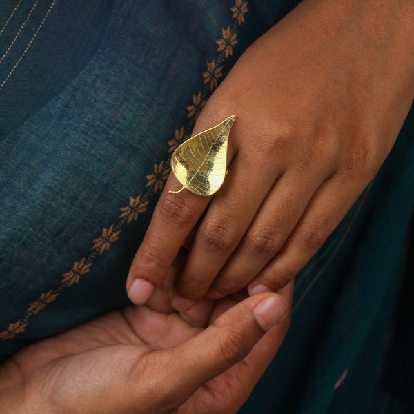 Silver Peepal Ring | 22K Gold-Plated