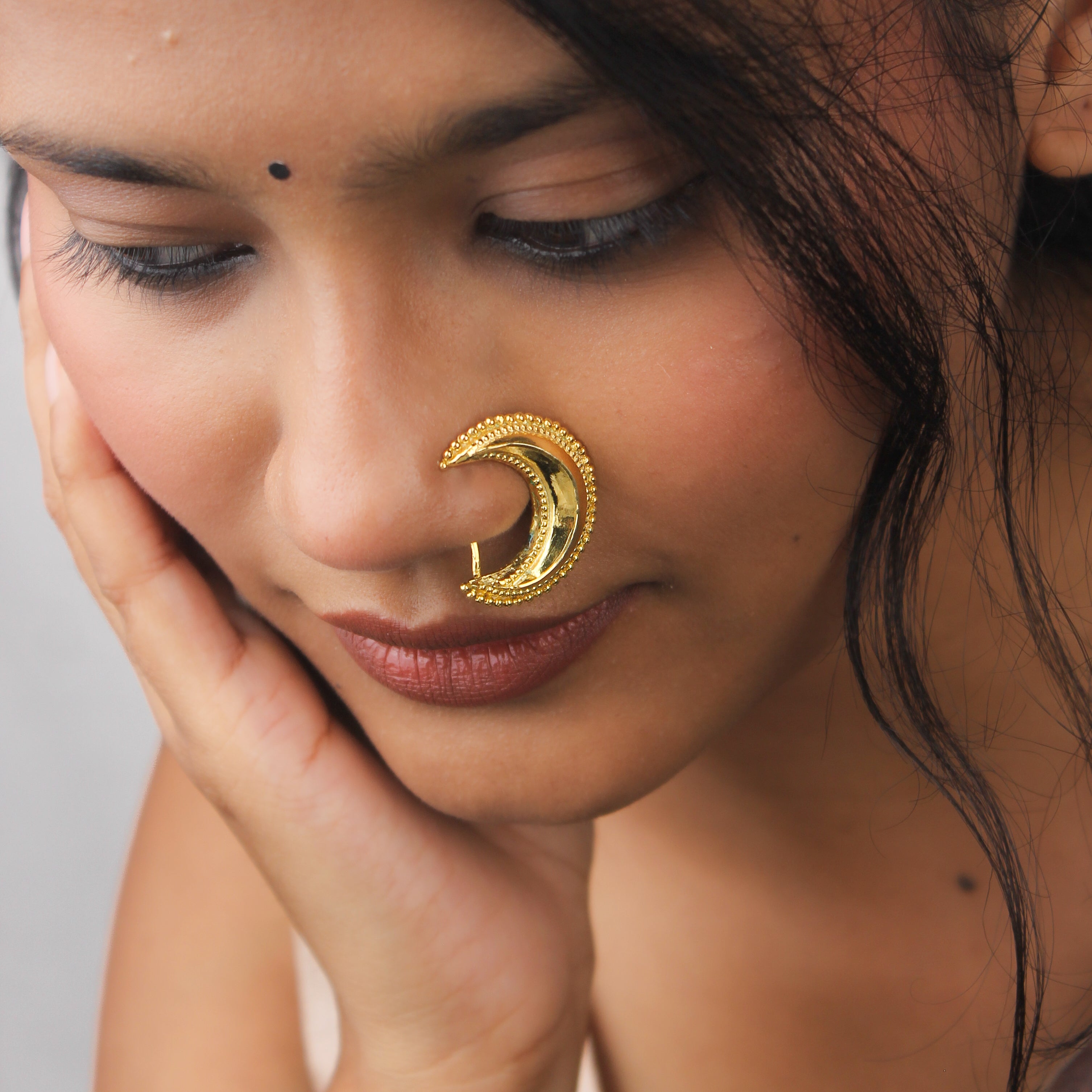 Silver Chandrakor Nath (Clip-On) | 22K Gold-Plated