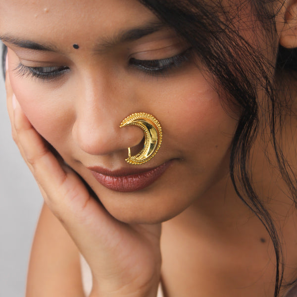 Silver Chandrakor Nath (Clip-On) | 22K Gold-Plated