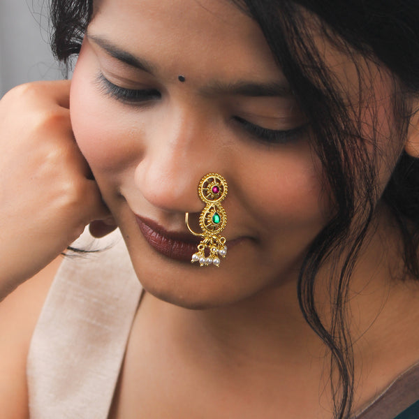 Silver Sarja Nath (Clip-On) | 22K Gold-Plated