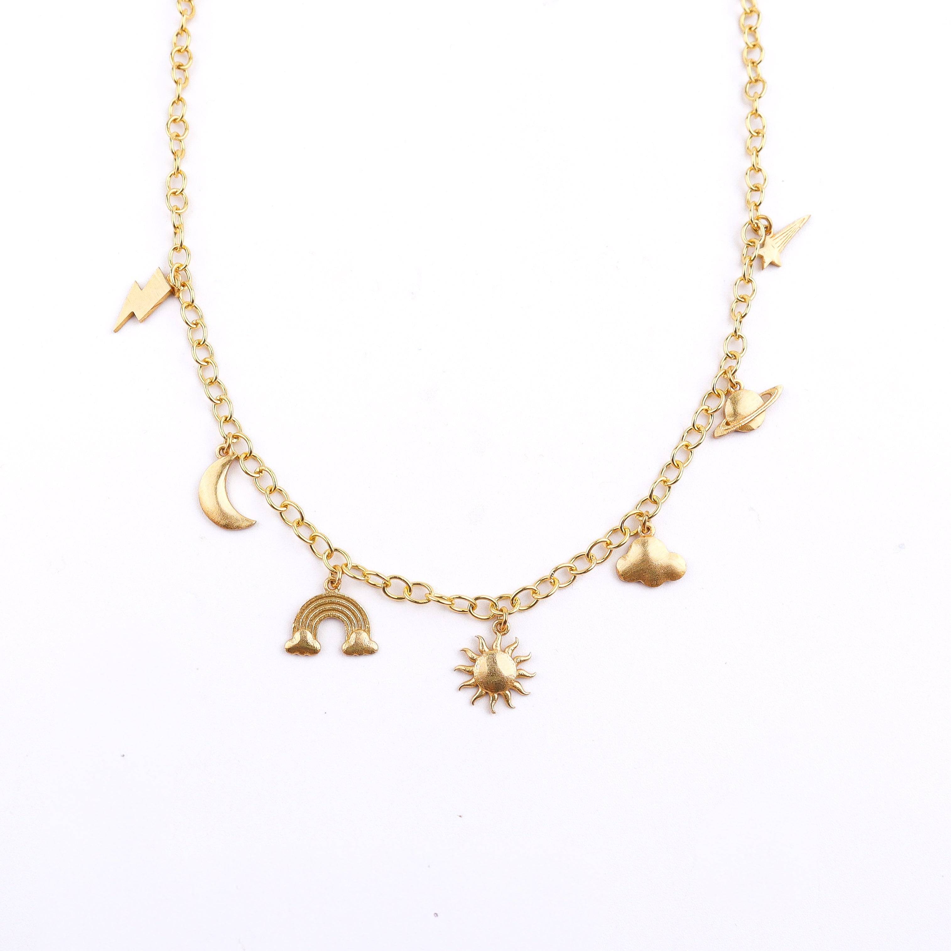 Brass Sky Charm Fashion Necklace