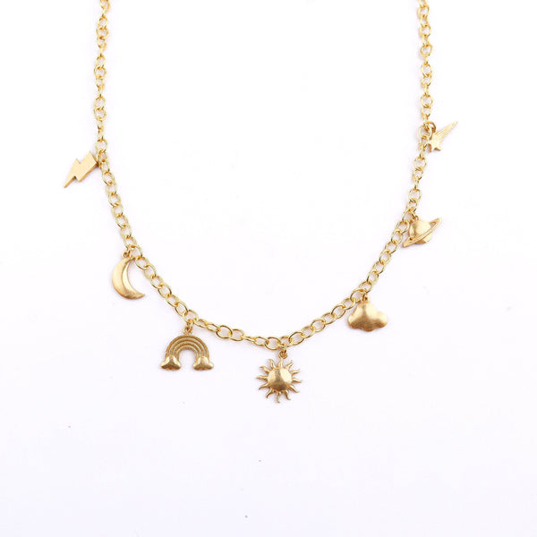 Brass Sky Charm Fashion Necklace