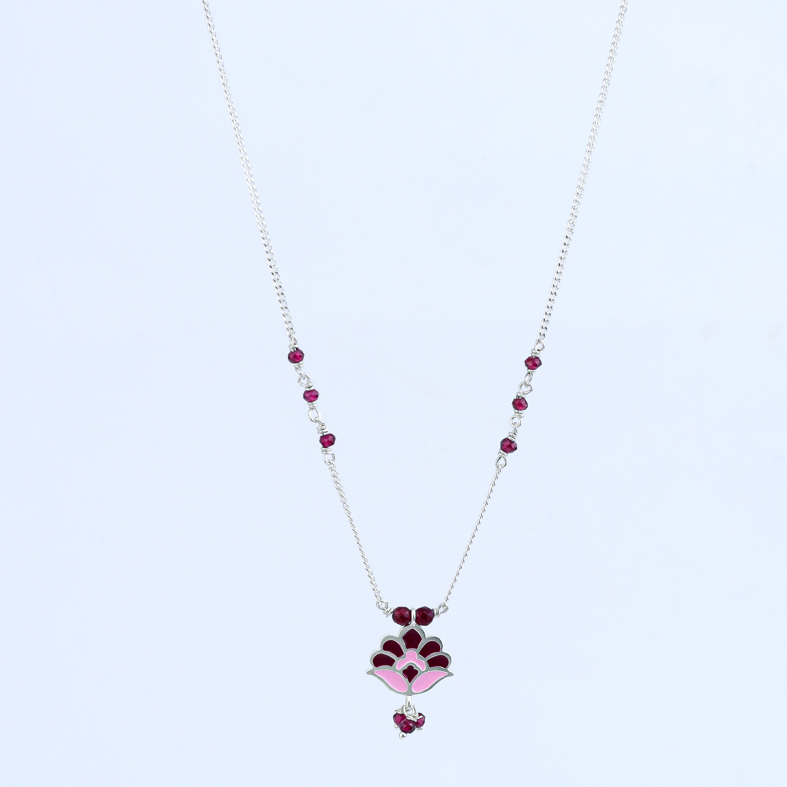 Enamel Flower Necklace with Latkan