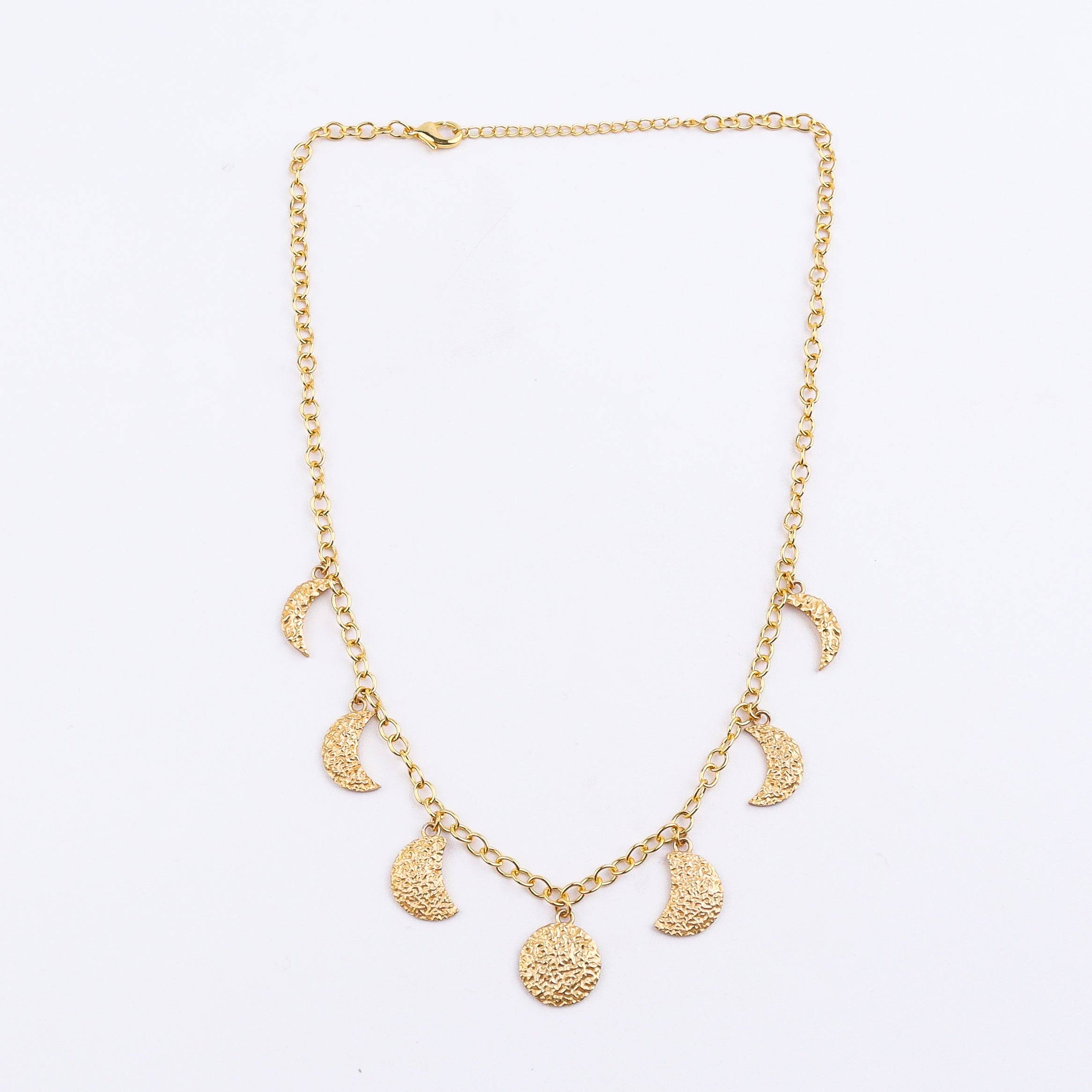 Brass Moon Phase Fashion Necklace