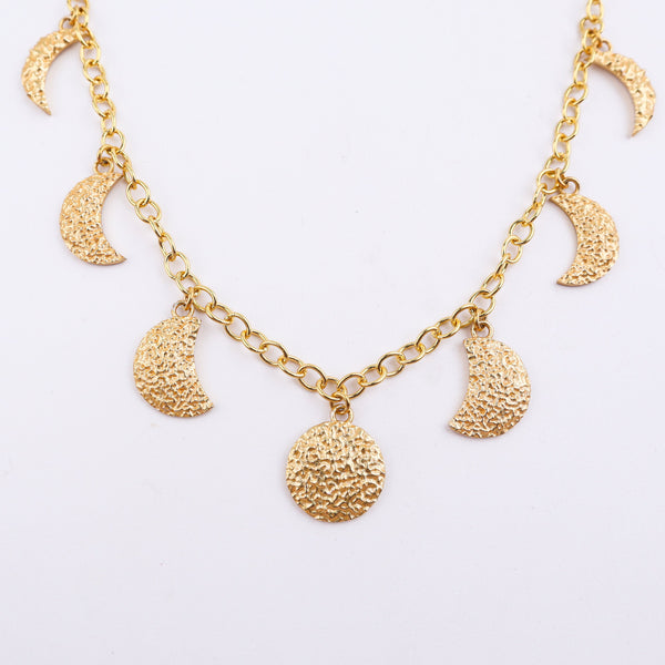 Brass Moon Phase Fashion Necklace