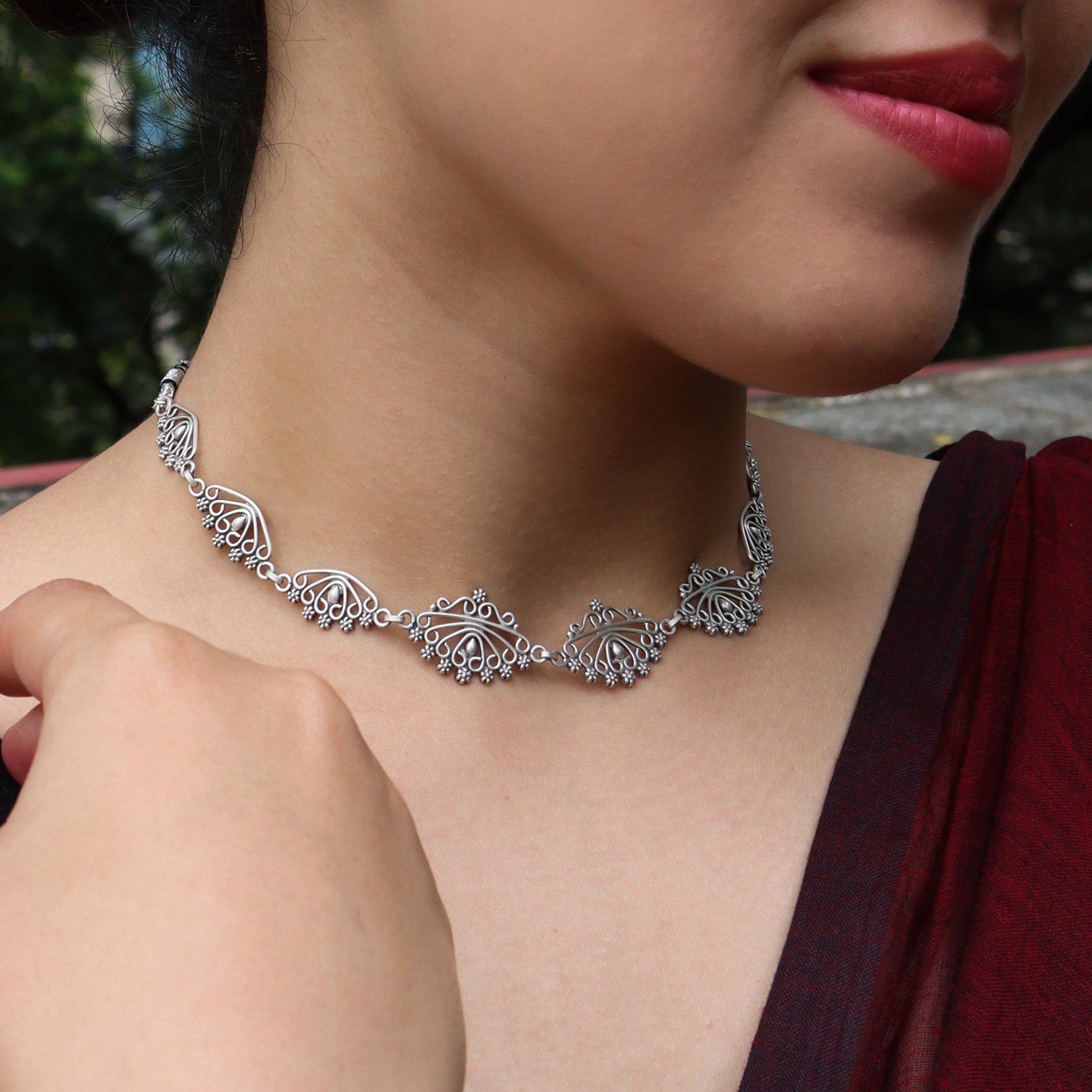 Silver Padma Nakshi Set