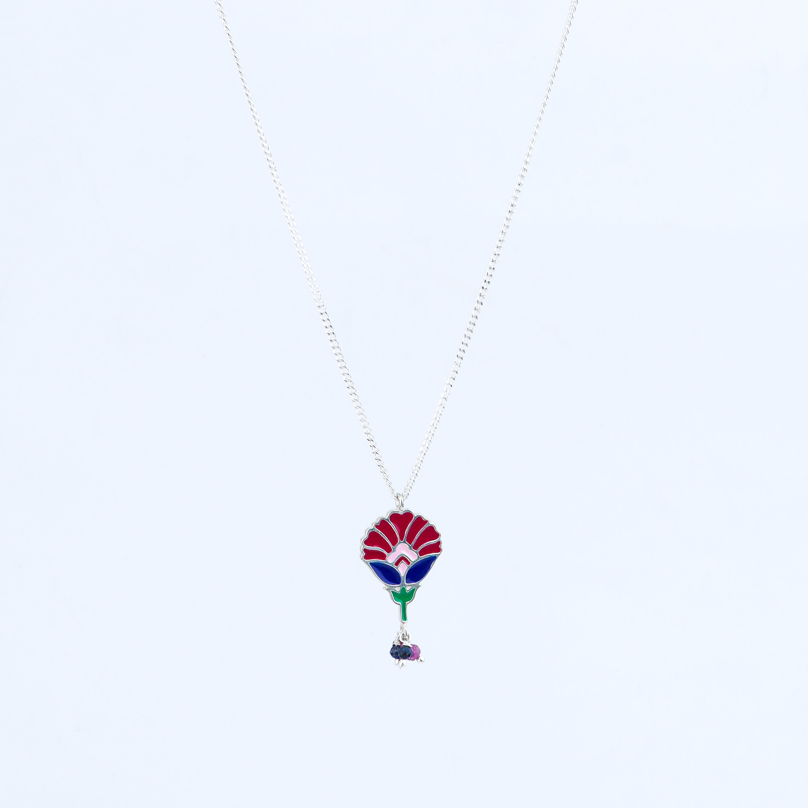 Enamel Flower Pendant Necklace
