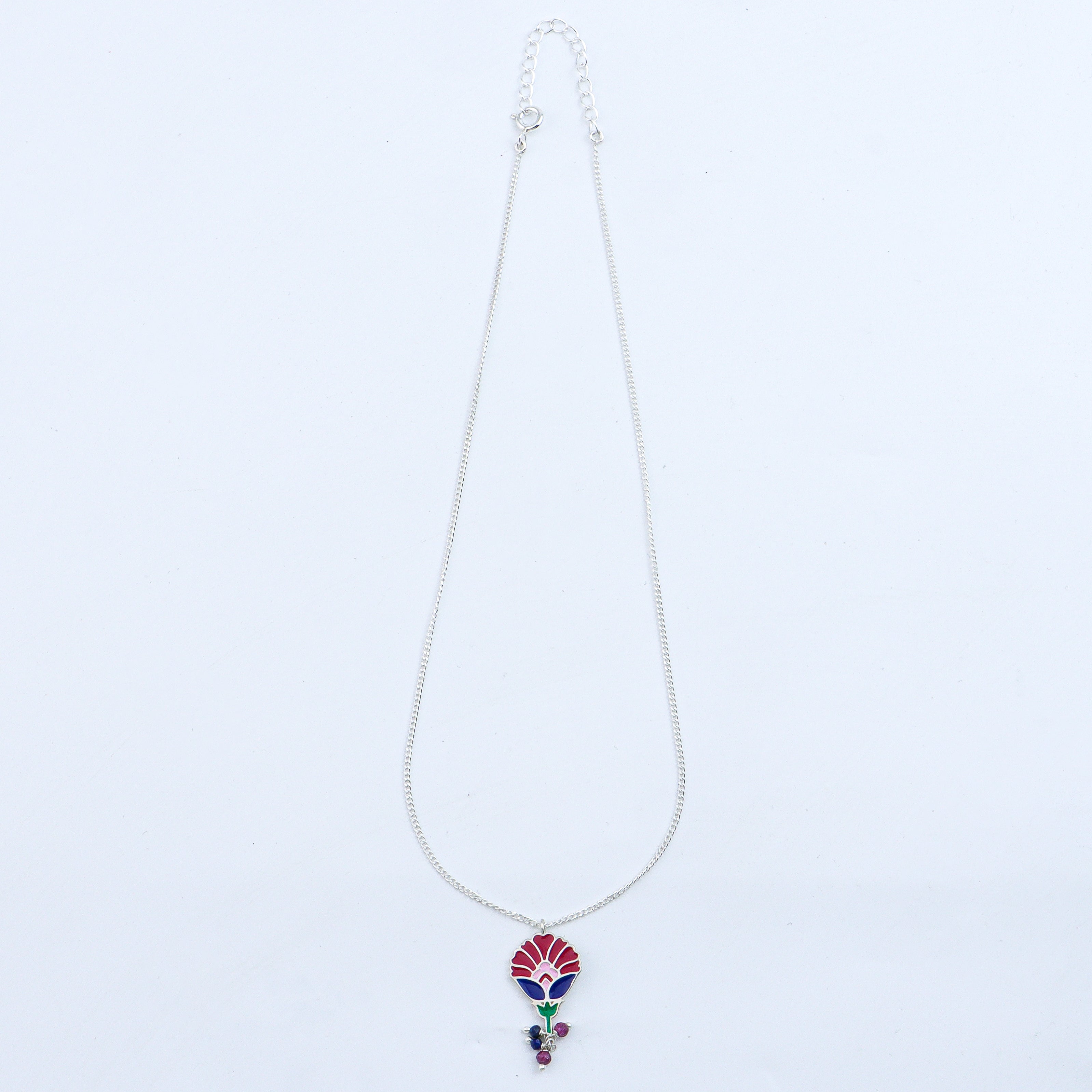 Enamel Flower Pendant Necklace