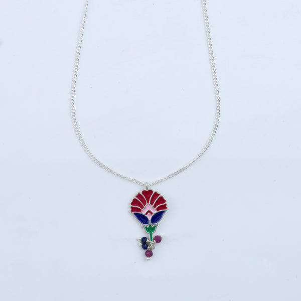 Enamel Flower Pendant Necklace