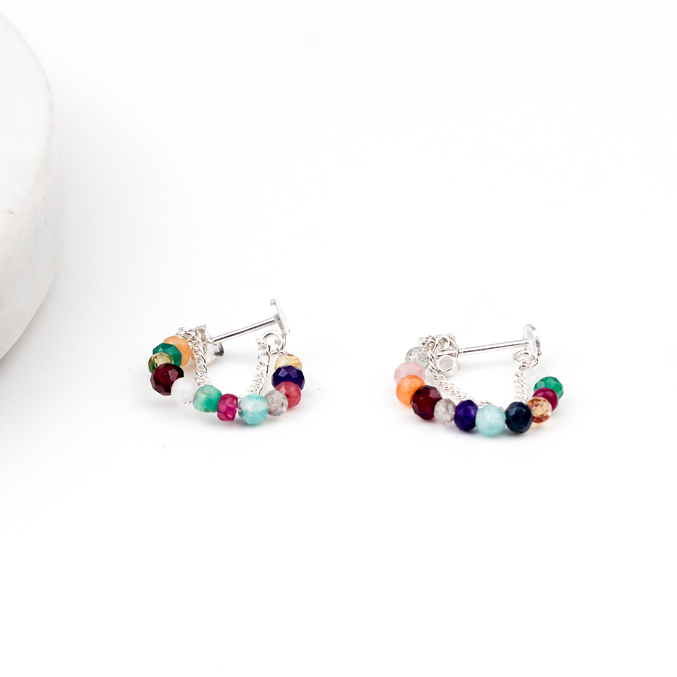 Multicolor Stone and Chain Earrings (Project Handmade)