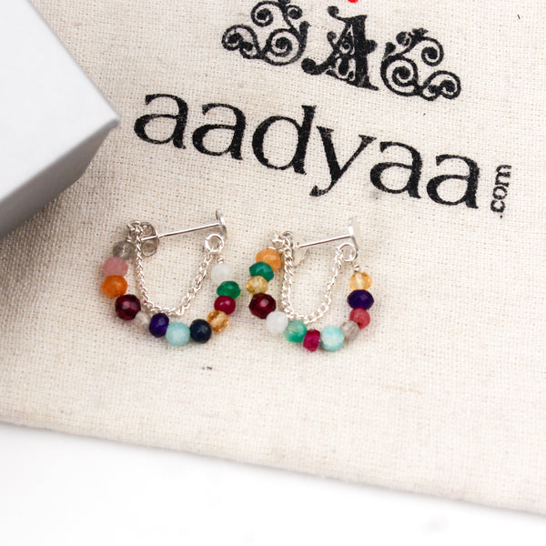 Multicolor Stone and Chain Earrings (Project Handmade)