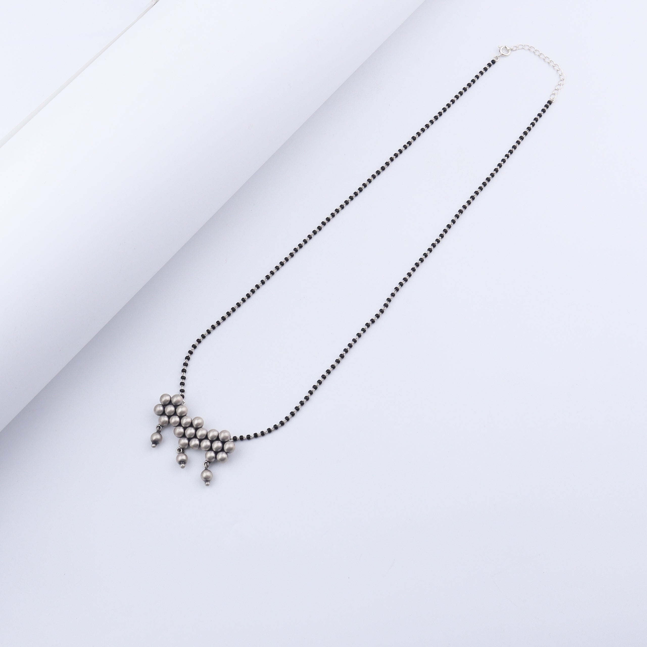 Silver Kudi  Mangalsutra with Black Bead String