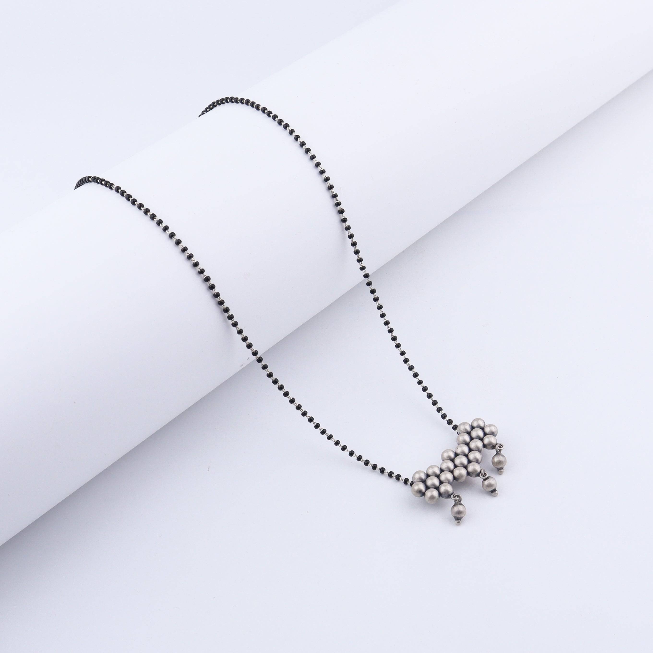 Silver Kudi  Mangalsutra with Black Bead String