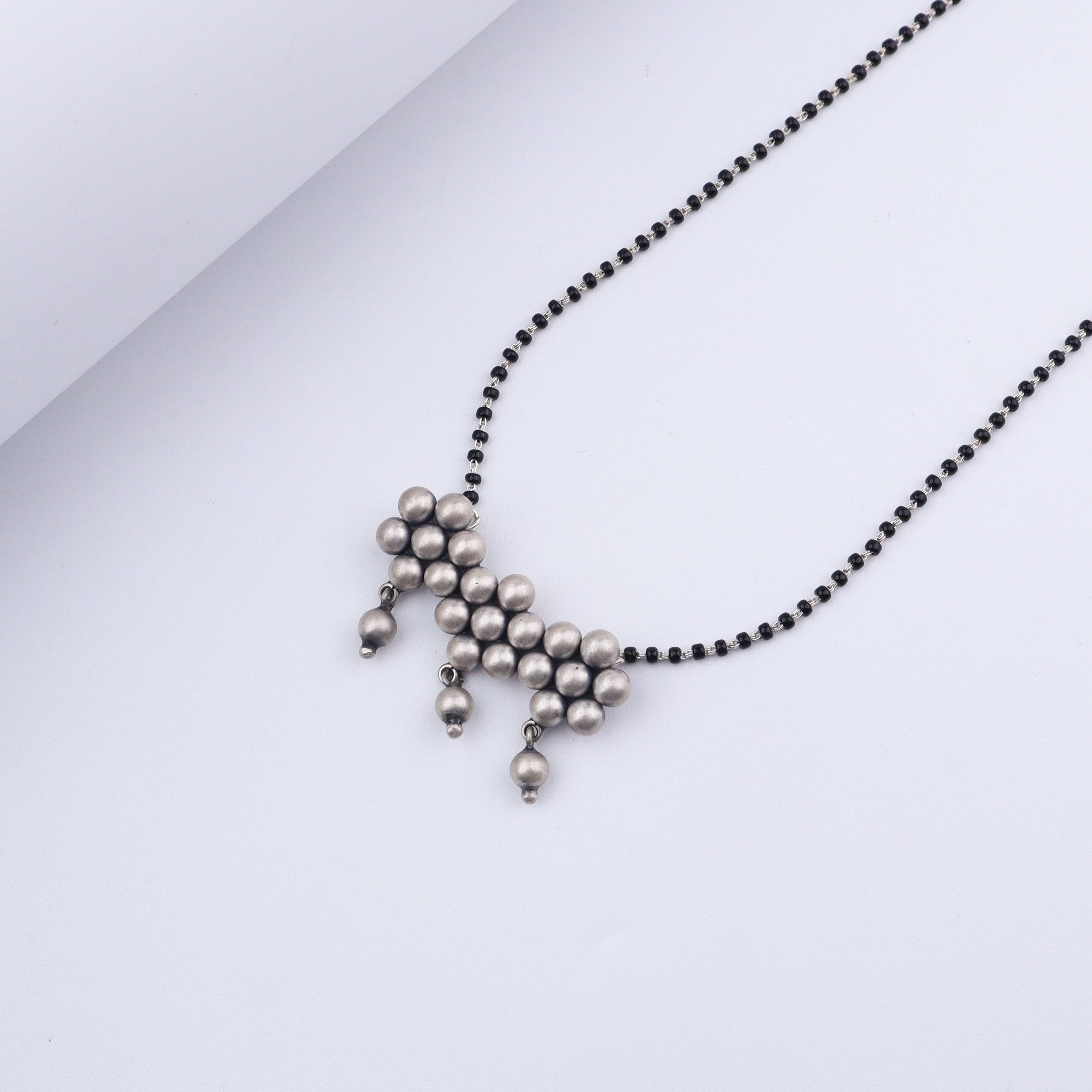 Silver Kudi  Mangalsutra with Black Bead String